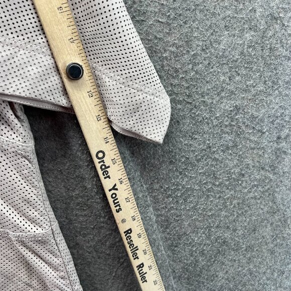 Tory Burch Dress Women Medium Beige Perforated Faux Leather V-Neck Short Sleeve - Picture 5 of 10